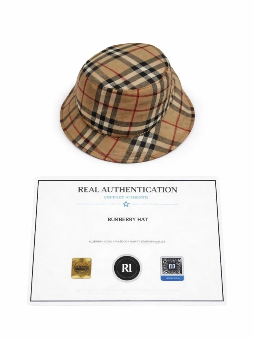 Burberry Women's Hat Beige Check Plaid Bucket Style Size M Authenticated